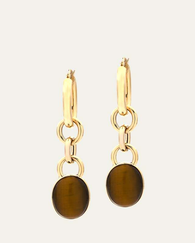 Mama 18K Yellow Gold Tiger's Eye Drop Earrings